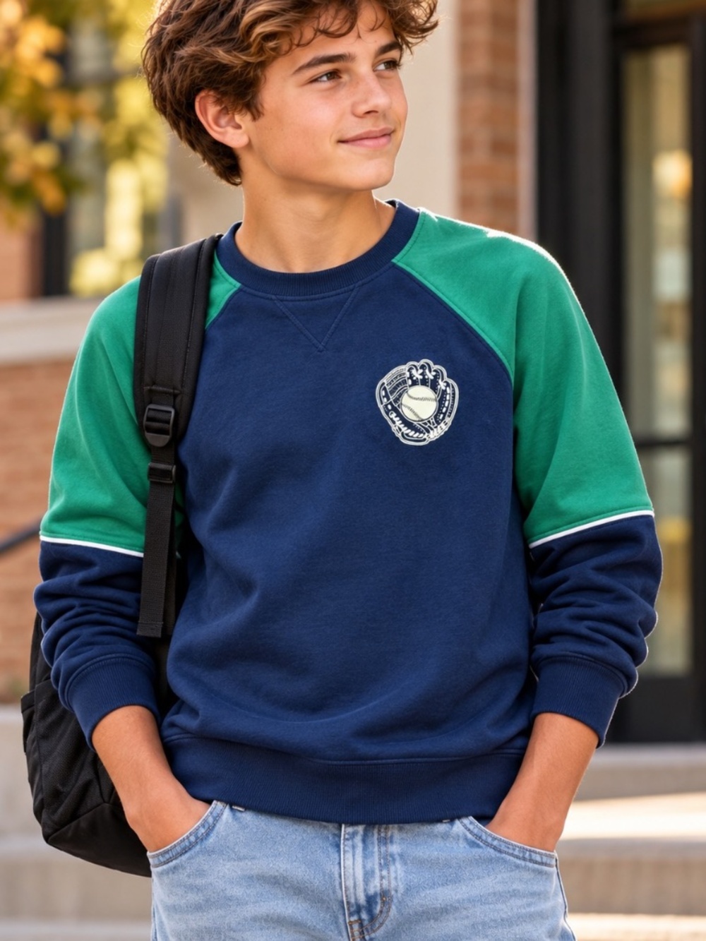 Old‎ Navy Boys XL 14-16 Dynamic Fleece Baseball Colorblock Sweatshirt